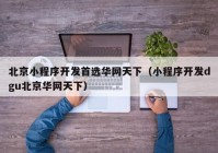 北京小程序开发首选华网天下（小程序开发dgu北京华网天下）