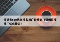 福建省seo优化排名推广价格表（福州百度推广优化排名）